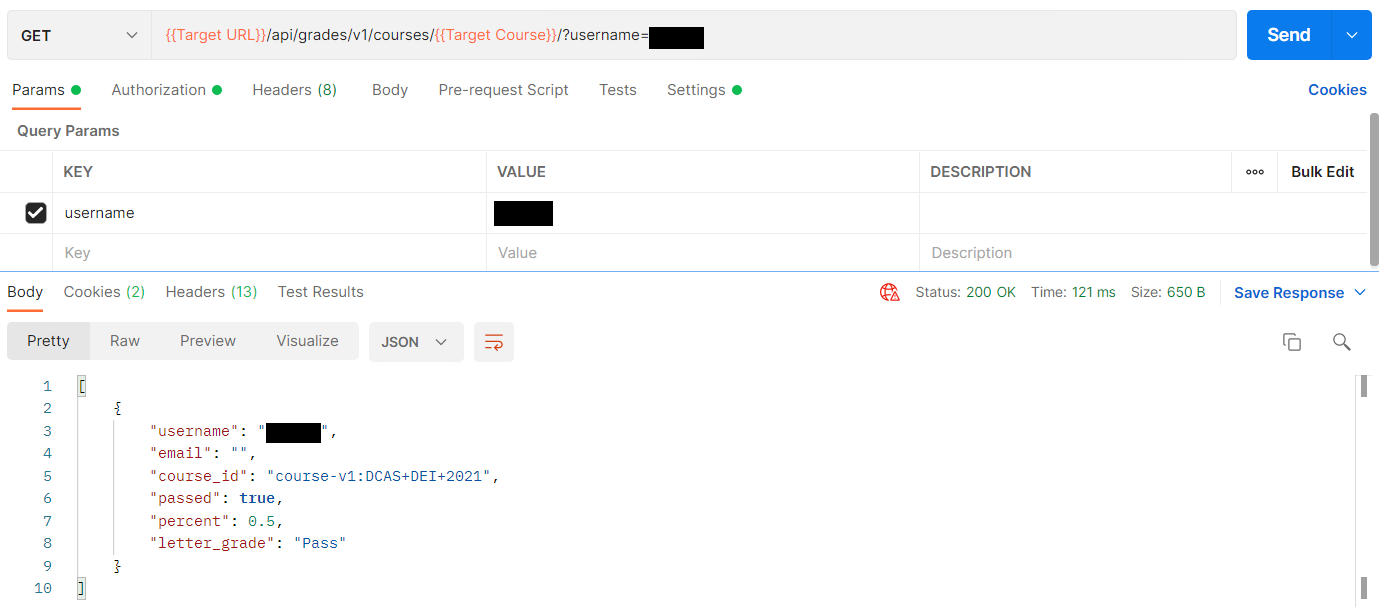 API Sample: Course Subsection List