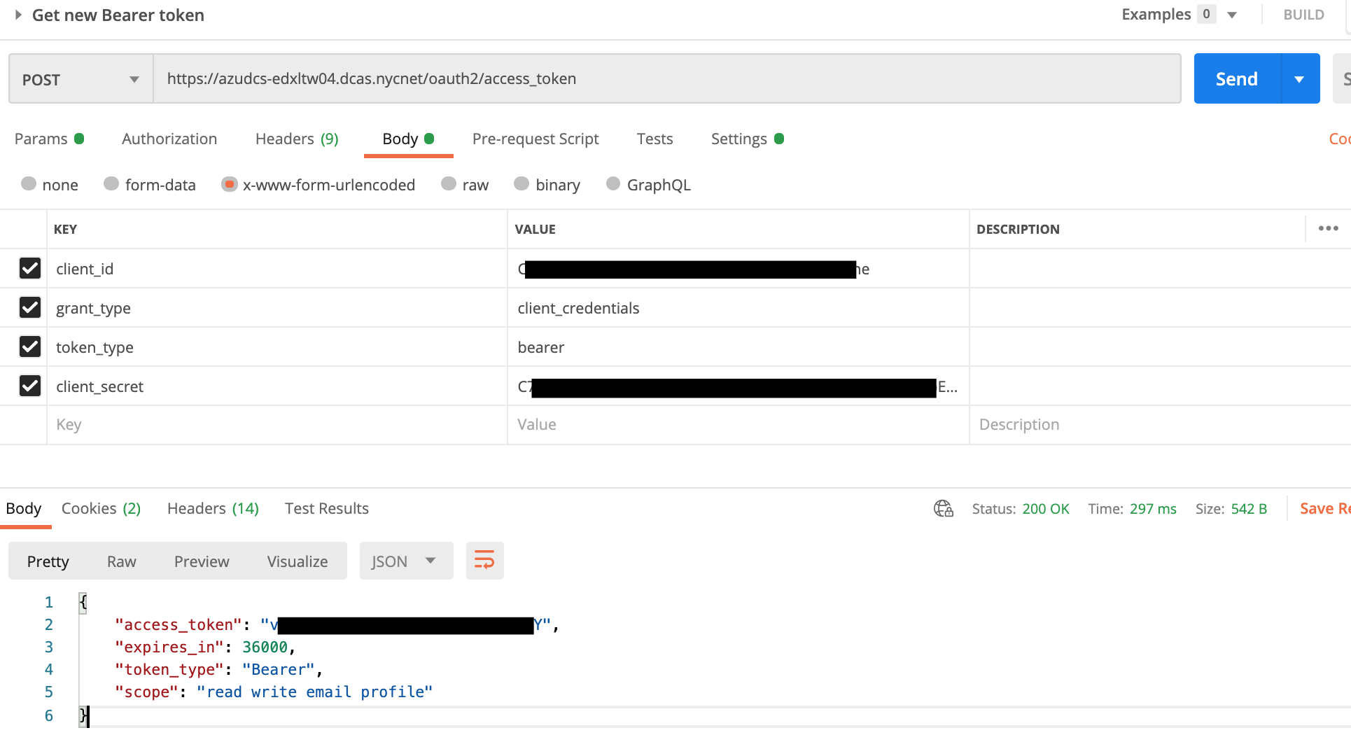 API Sample: Request Bearer token