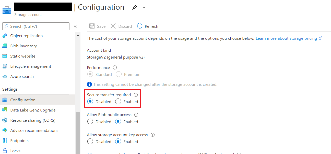 Azure Blob Storage Configuration Image