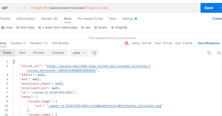 API Sample: Info about course