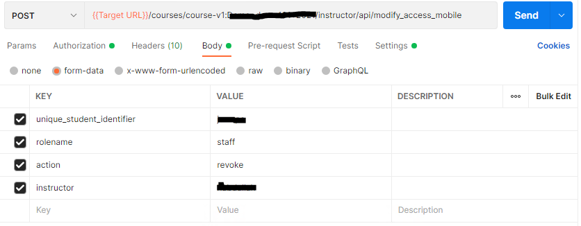 API Sample: Course Subsection List